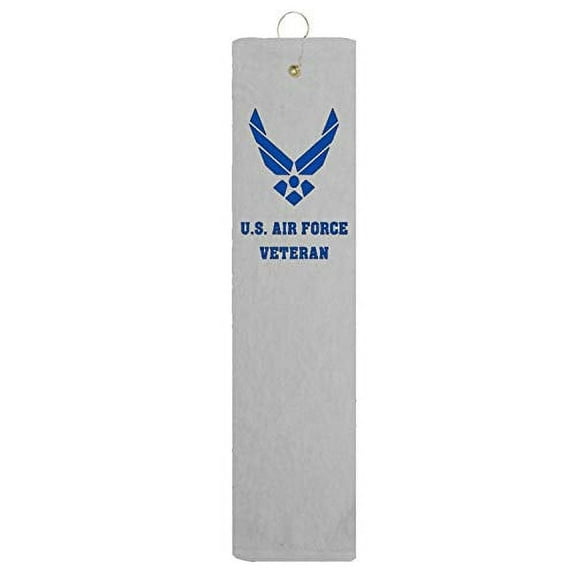 USAF Air Force Veteran Tri-fold Golf Towel with Grommet & Hook Father's Day Club Ball Tee Golfing Gift Birthday Variety Colors Towels Vinyl