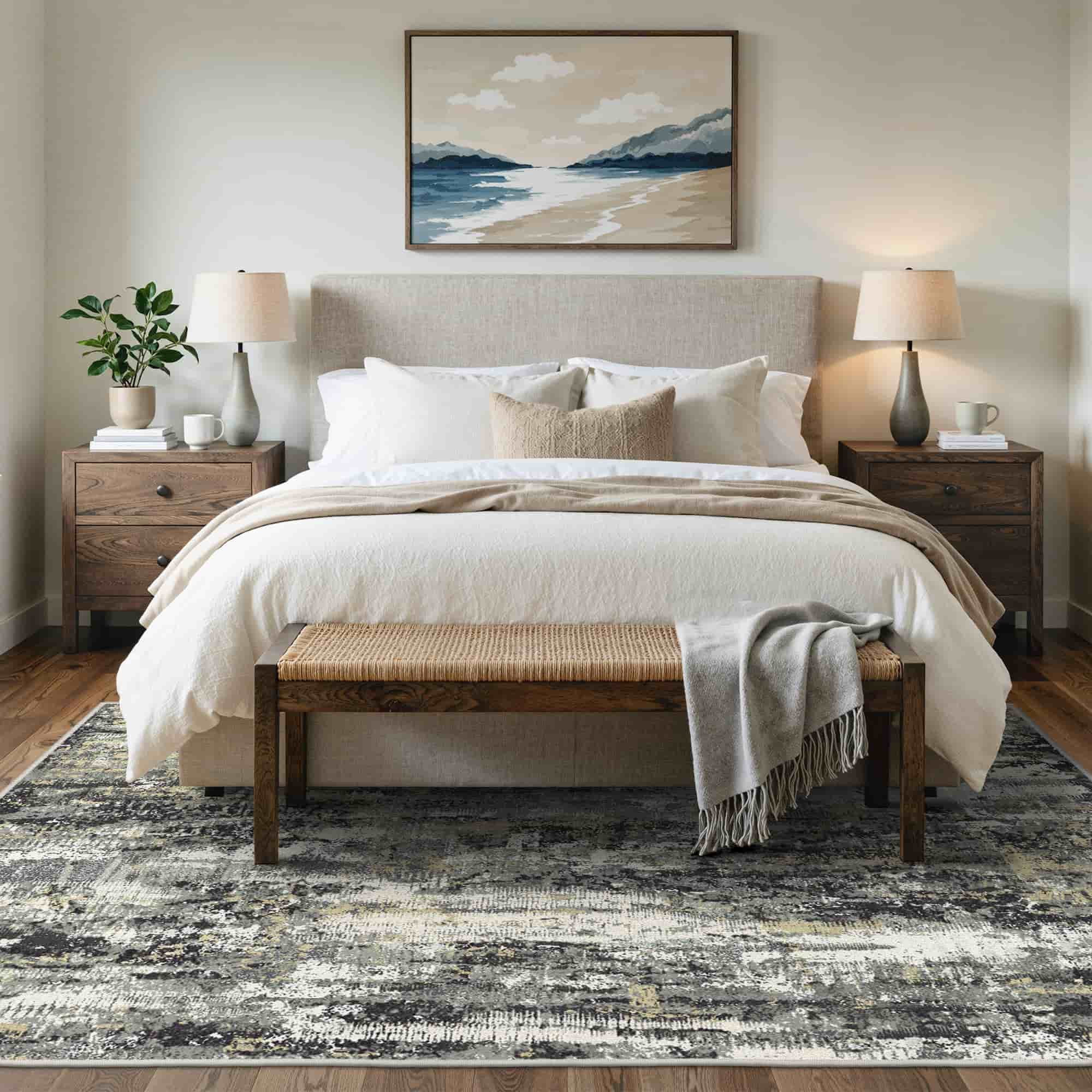 KUETH 8×10 Area Rug Washable for Living Room, Large Black Print Pattern Modern Abstract Soft Non Slip Low Pile Indoor Rug, Bedroom, Dinning Room