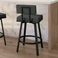 thumbnail image 5 of Amisco Staten 26 In. Swivel Counter Stool - Dark Grey Faux Leather / Black Metal, 5 of 9
