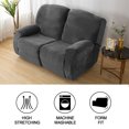 thumbnail image 3 of SHANNA Reclining Love Seat Slipcover, 2-Seater 6-Piece Velvet Stretch Loveseat Reclining Sofa Covers, Dark Gray, 3 of 12