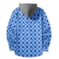 thumbnail image 5 of USNSM Men's Flannel Hoodie Shirts Casual Color Blocked Button Down Plaid Shirt Jackets for Men Long Sleeve Stylish Hooded with Pocket Blue XXXL, 5 of 5