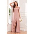 thumbnail image 2 of Vestido de dama de honor CDSSL con cuello cuadrado, gasa azul empolvado, 16 W, 2 of 7