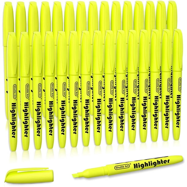 Vitoler Fluorescent Yellow Highlighters, 10 Pack - Chisel Tip, Quick-Dry, No-Bleed, For School, Office, Home