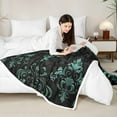 thumbnail image 4 of Manfei Teal Baroque Damask Throw Blanket for Couch 40x50, Hippie Flower Floral Plush Blanket, Vintage Victorian Fleece Throw, Breathable Bedroom Decorative, 4 of 8