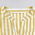 thumbnail image 6 of Htigea Women's V Neck T Shirts Linen Short Sleeve Pullover Striped Shirt Summer Casual Comfy Everyday Blouse Yellow M, 6 of 7