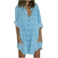 thumbnail image 1 of Fridja Chemise Femme Courte Mini Robe à Manches 3/4 Imprimé Couleur Patchwork Chemise, 1 of 5