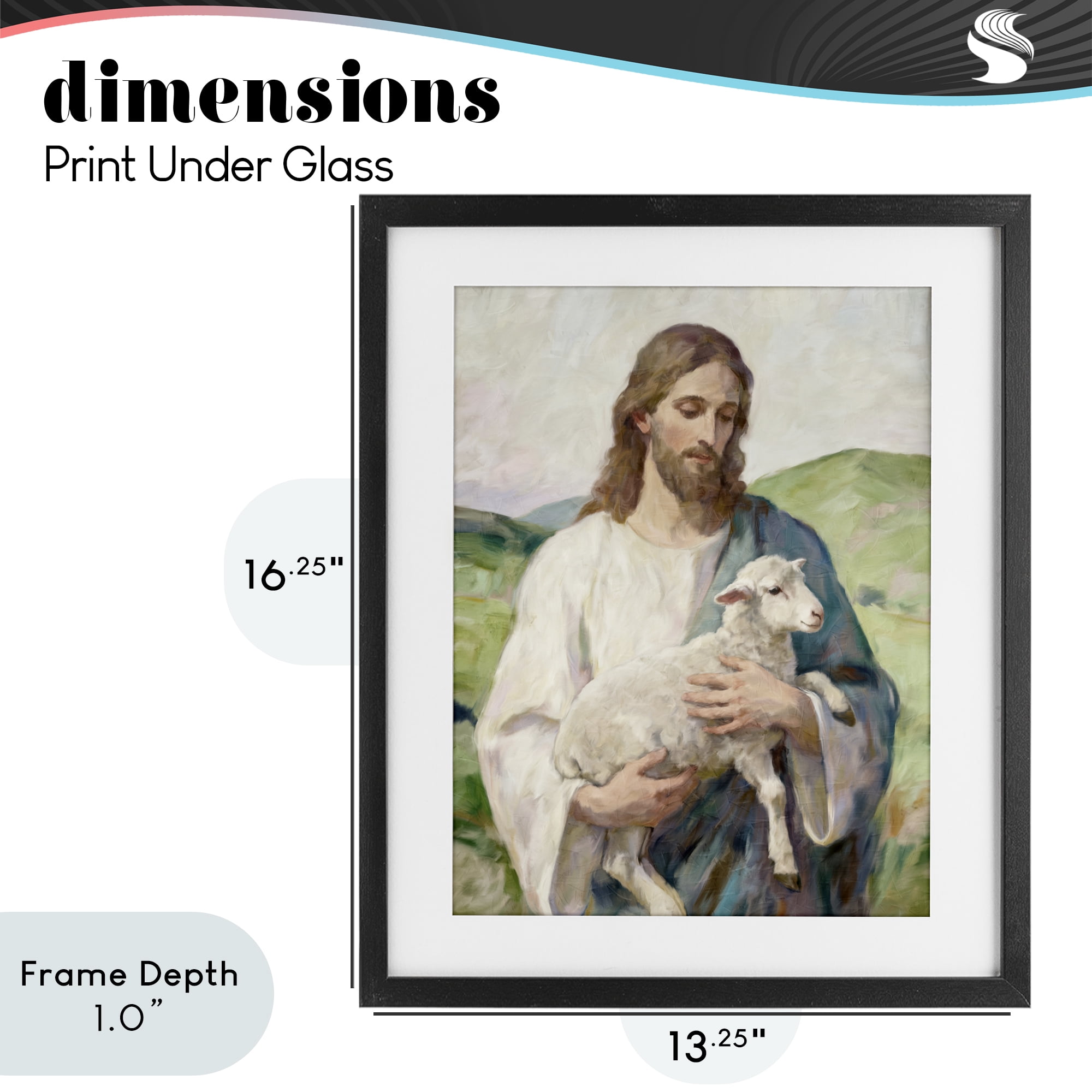 Stupell Industries Little Lamb & Spiritual Figure Black Framed Print Under Glass, design by Kim Allen