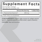 Sports Research® Double Strength L-Theanine 200mg, Organic Coconut Oil, Supplement for Focus, Relaxation & Alertness, Non-GMO, Gluten Free, 120 Count