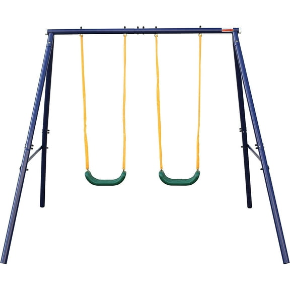 A-Frame Metal Swing Set - Outdoor Backyard Playground for Kids, Toddlers (Two Seat Swing Set)