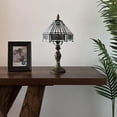 thumbnail image 4 of Tiffany Mini Table Lamp White Hexagon Stained Glass LED Bulb Included for Living Room Dining Room Bedroom Bedside 8" D*8" W*15" H, 4 of 6