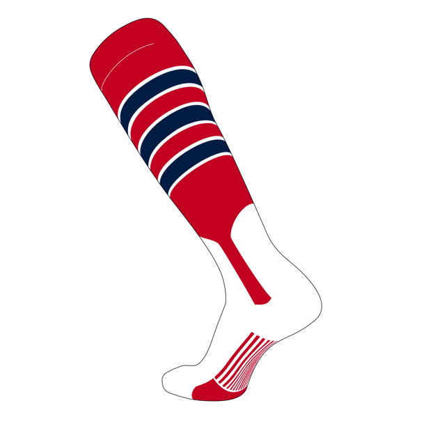 TCK TCK Elite Baseball Knee High Stirrup Socks (D, 7in) Red, White, Navy (L)
