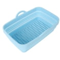thumbnail image 2 of Revestimiento de silicona plegable para freidora, cesta rectangular de silicona con asas para hornear en familia, acampar, barbacoa, color azul, 2 of 14