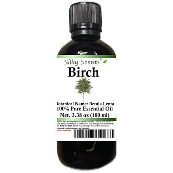 Birch Essential Oil 3.38 oz (100 ml) - 100% Pure and Natural by Silky Scents