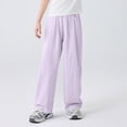 thumbnail image 2 of Lenpel Girls' Summer Pants Lightweight Casual Elastic Waist Wide Leg Pants Loose Lounge Trousers with Pockets 4-15 Y, 2 of 6