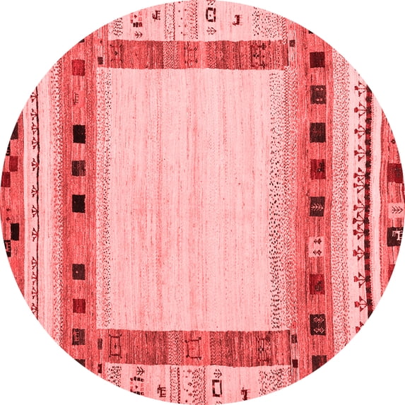 Ahgly Company Indoor Round Abstract Red Contemporary Area Rugs, 6' Round