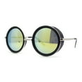 thumbnail image 2 of Retro Plastic Side Visor Round Circle Lens Double Rim Sunglasses Silver Black Yellow Mirror, 2 of 4