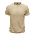 thumbnail image 3 of Men's Summer Short Sleeve Knitted T-Shirt Comfortable Round Neck Ribbed Design Casual Sports Holiday Top Mens Work Shirts Summer Basic Tee Shirts, 3 of 6