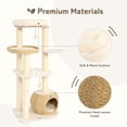 thumbnail image 6 of LHBcraft 53" Woven Cat Tree for Indoor Cats, 5-Level Modern Cat Tree w/Sisal Scratching Posts, Beige, 6 of 7