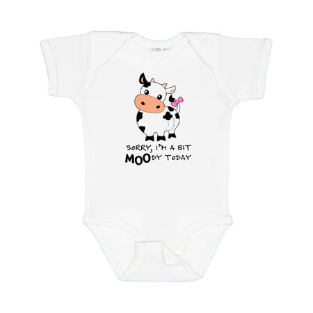 

Inktastic Sorry I m a Bit MOOdy Today Cute Cow Pun Gift Baby Boy or Baby Girl Bodysuit