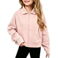 thumbnail image 6 of Wilark Girls Zip Up Sweatshirts Long Sleeve Fashion Collared Casual Kids Fall Jackets Pink 12, 6 of 6
