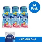 PediaSure Grow & Gain Kids Nutritional Shake, with Protein, DHA, and Vitamins & Minerals, Strawberry, 8 fl oz, 24 Count with complimentary $10 eGift Card