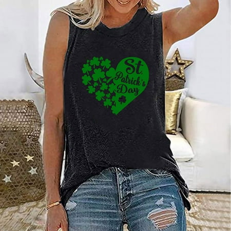 Deals of the Week!Generic St. Patrick's Day Fashion Women's Casual Sleeveless Printed Sweatshirts T-Shirt Tops Vest