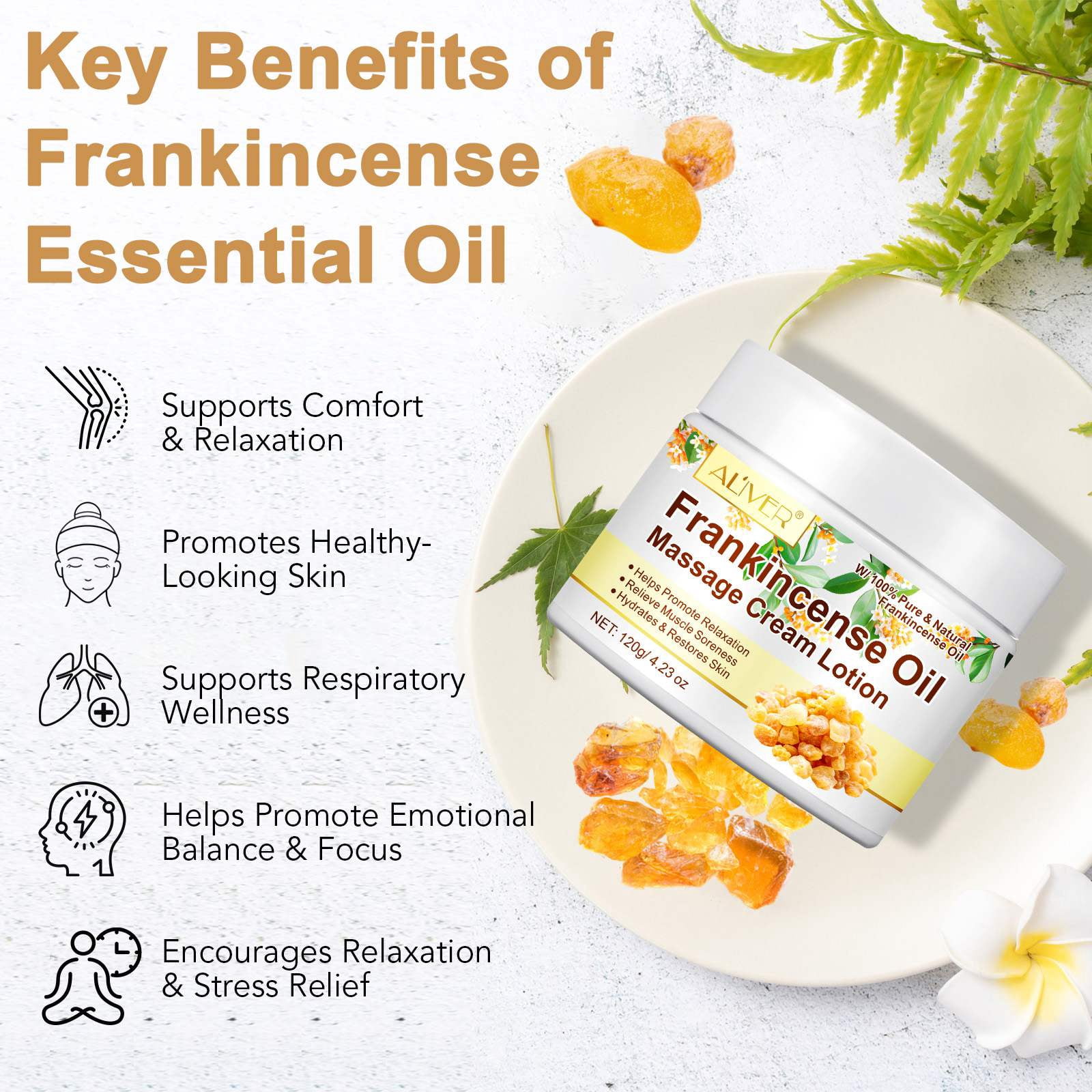 Frankincense Oil Cream for Hydrate Skin, Massage Lotion for Body, Better Relaxation & Stress Relief, Rich in Vitamin E, 3 Pack
