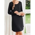 thumbnail image 5 of KISSGAL Bamboo Viscose Nightgowns for Women Long Sleeve Pajamas Dress Curved Hem Nightdrss Knee Length Sleepshirts, 5 of 8
