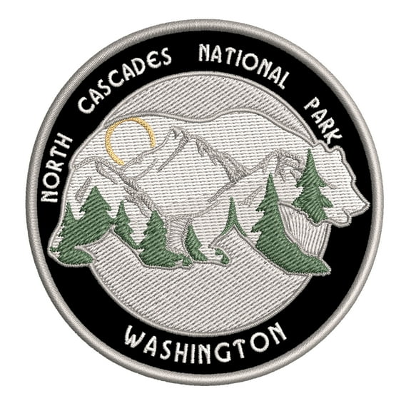 Wander Often! North Cascades National Park, Washington 3.5 Inch Iron Or Sew On Embroidered Fabric Badge Patch Seek Adventure, National Park Iconic Series