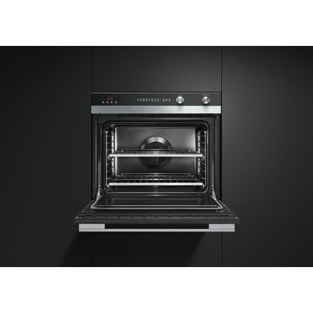 Fisher & Paykel - 29.9" Built-In Single Electric Convection Wall Oven - Brushed stainless steel/black glass