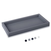 Small Silicone Bathroom Vanity Tray Rectangle Soap and Sponge Holder Kitchen Sink Organizer for Scrubber, Lotion Bottles, Perfume, Jewelry, Candle, Key Trinket Ring, Grey（20*10*2cm）