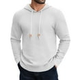 thumbnail image 2 of LWavelet Mens Waffle Knit Pullover Hoodie Lightweight Long Sleeve Hooded Sweatshirt Casual Drawstring Top for Everyday Comfort, 2 of 7