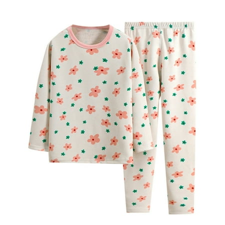 

Girls Pajamas Size 18 Kids Girls Boys Long Sleeve Top and Pants Sleepwear Clothes Cotton Pajama Set Loungewear Pink 100