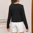 thumbnail image 3 of Lumtrix Girls Crop Tops Long Sleeve Shirts Crewneck Ruched Side Slim Fit Blouses Casual Tee Shirt 4-15 Years Black 160, 3 of 3