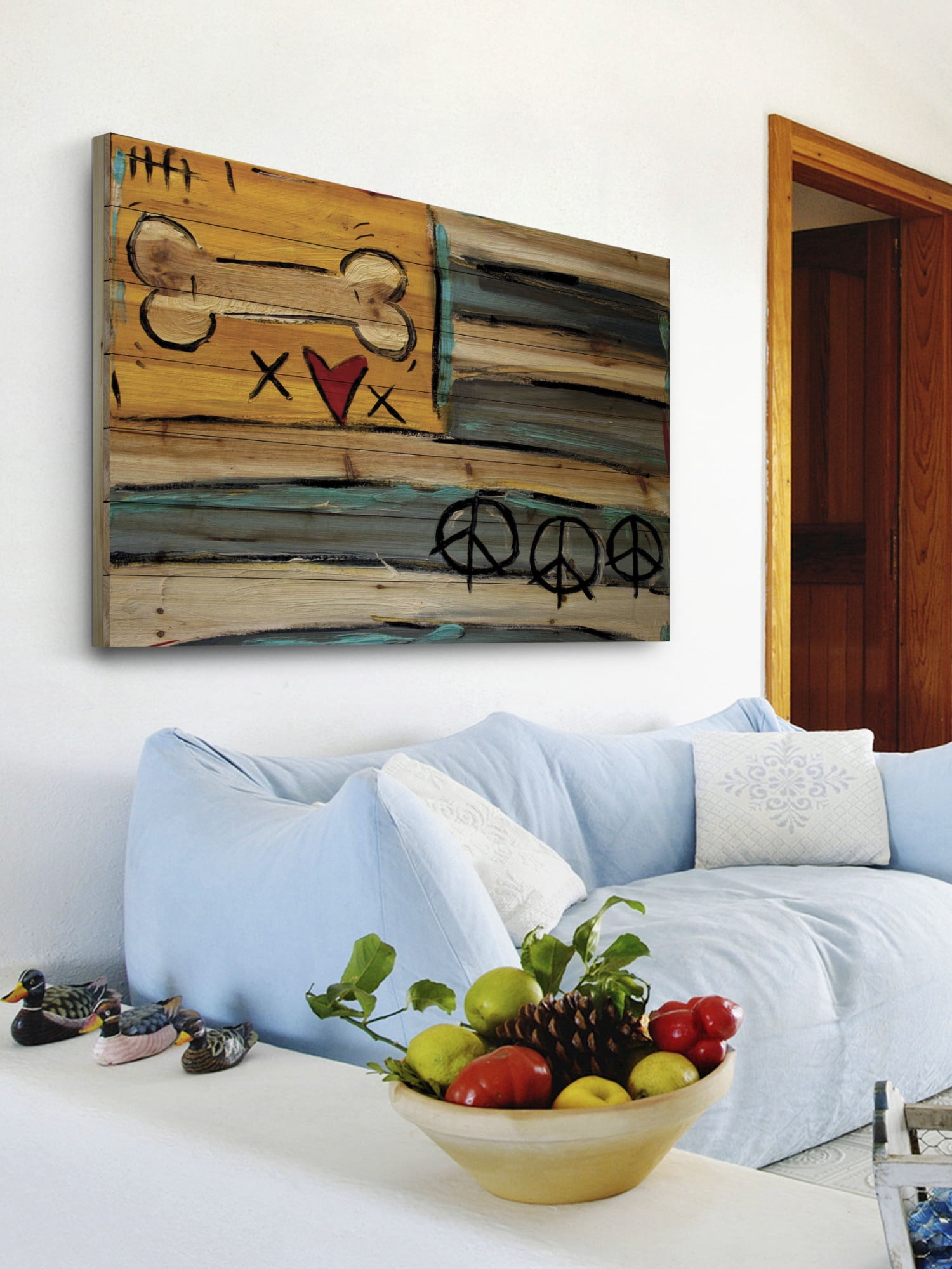 Marmont Hill "Peace Bone Flag" by Tori Campisi Painting Print on Natural Pine Wood