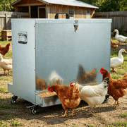 Magicfly Poultry Feeder,80lbs Capacity,Feed Chicken Feeder with Lid & Lock,Outdoor Coop Food Dispenser,Weatherproof Galvanized Metal Feeder for Chickens,Geese,Ducks,Turkeys,Quails