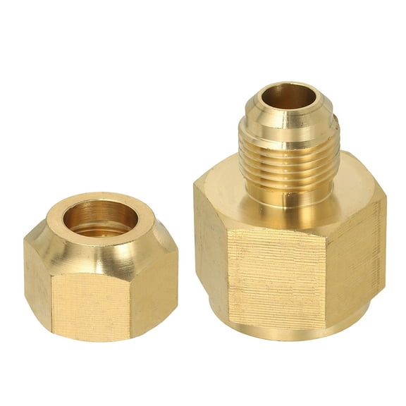 Uxcell Brass Pipe Fitting, 3/4"G Female x 1/2" Flare Male Reducer Adapter SAE 45 Degree Brass Flare Pipe Extension Connector with Nut for Air Conditioner Gas Line Refrigeration HVAC