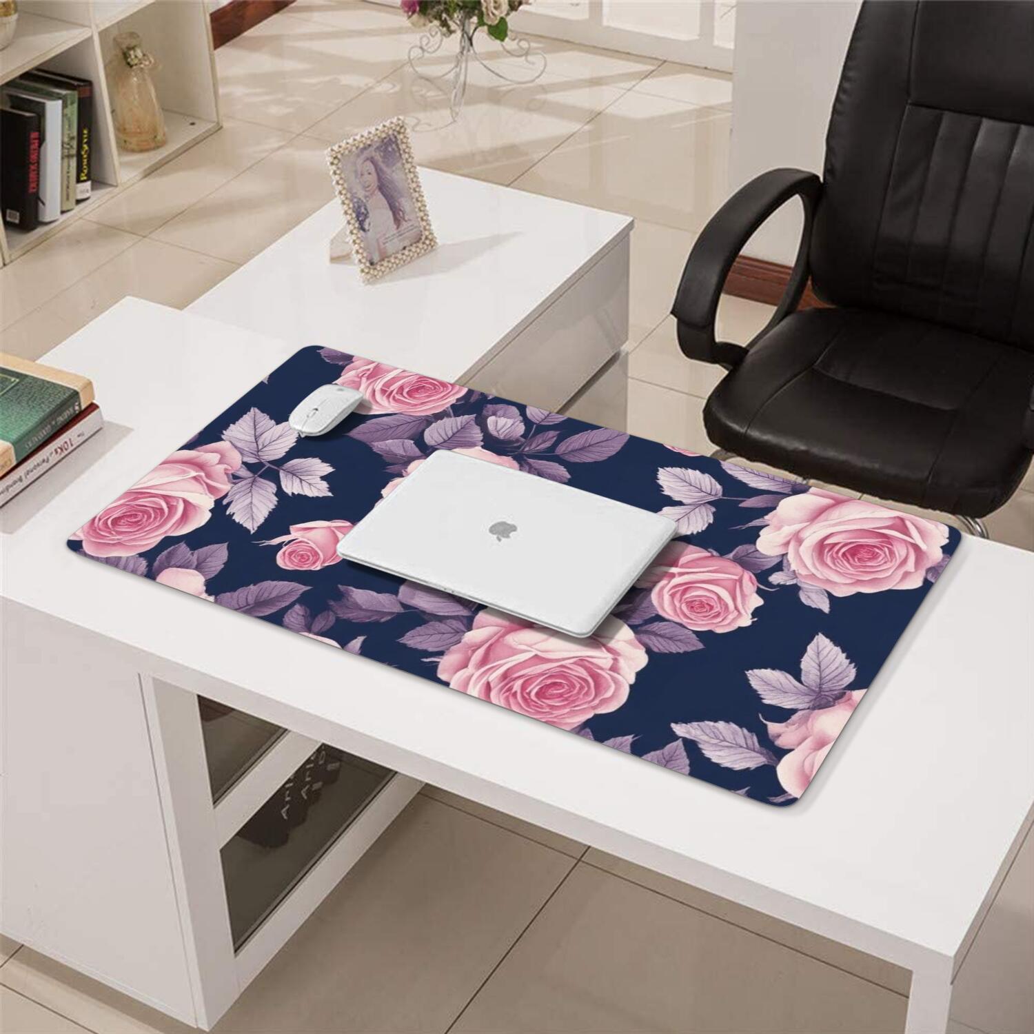 Long Mouse Pads for Desk,Pioneer Flower Floral Print Pattern Desk Mats on Top Of Desks, Desk Mouse Pad Extra Large with 3mm Non-Slip Base and Stitched Edge for Gaming,Office,Work,Home 31.5"x15.7"