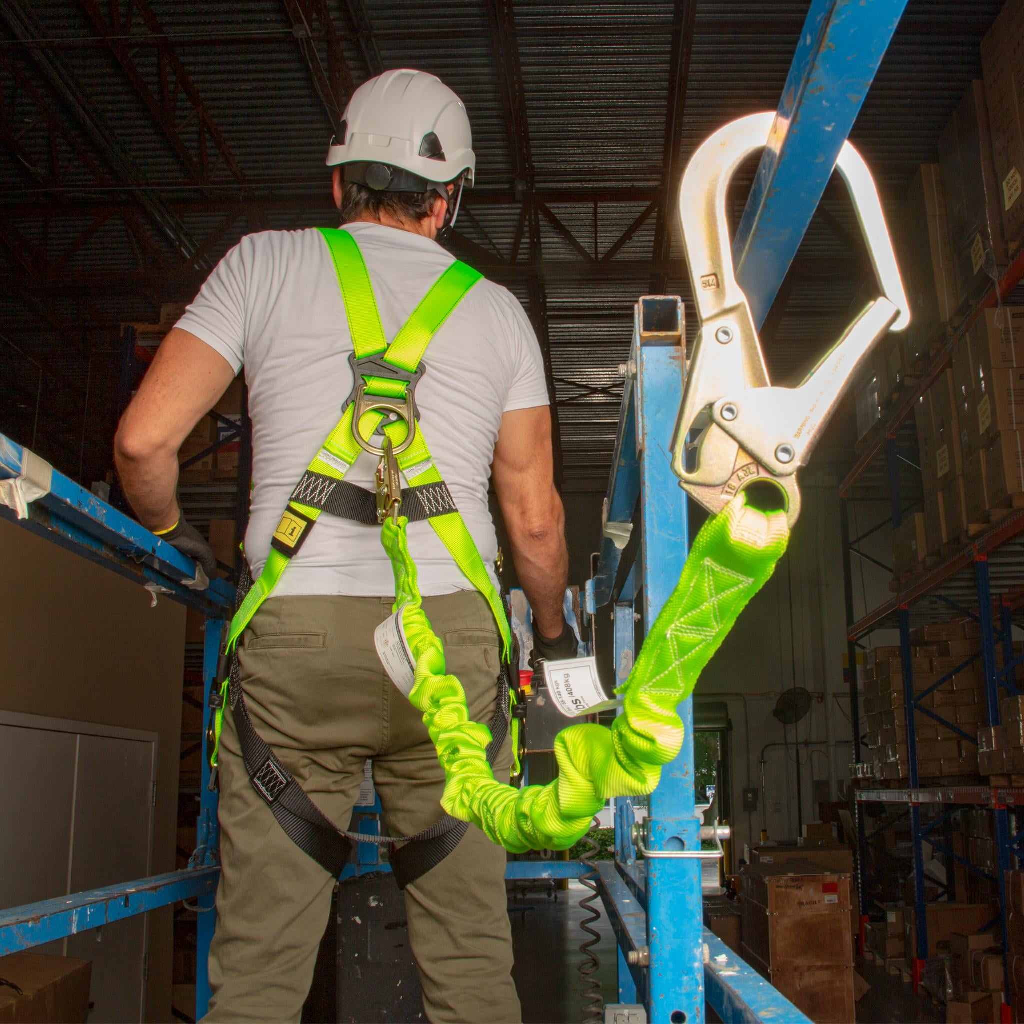JORESTECH Single Leg Internal Shock-Absorbing Lanyard with Snap Hook and Scaffolding Hook