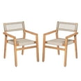 thumbnail image 2 of Christopher Knight Home Modern Outdoor Dining Chairs, Solid Wood Frame, Rope-Woven Backrest, Beige, Set of 2, 2 of 12