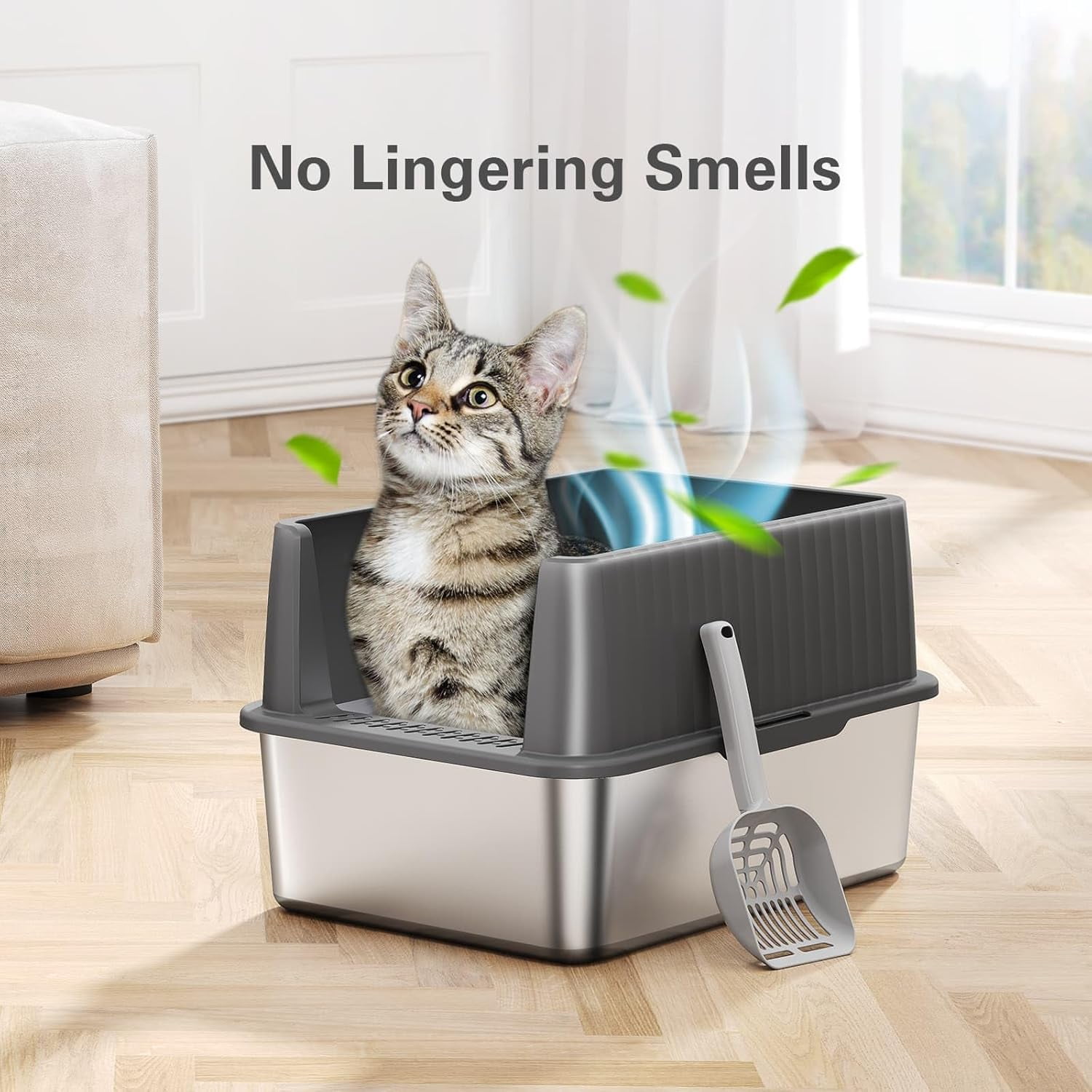 Stainless Steel Litter Box, Multi-Color Litter Box - High Sided, Small Metal Litter Box for Kittens - Easy to Clean, Leak-Proof, Non-Stick, Odor-reducing