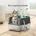 thumbnail image 4 of Stainless Steel Litter Box for Kittens, Small Cat Litter Box 17" L x 13" W x 11.8" H, Metal Kitty Litter Box with High Sides, Light Grey (Non-Sticky, Easy to Clean, Anti-Urine Leakage), 4 of 7