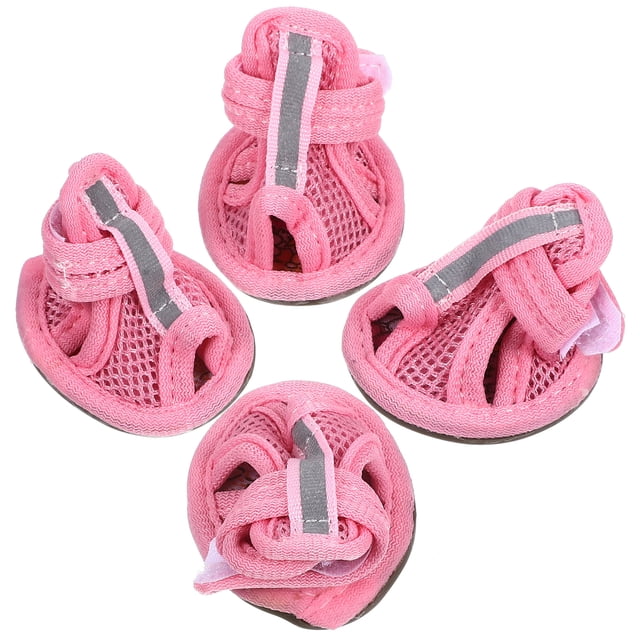 RomaMX 4 Piezas De Verano Transpirable Mascotas Botas Para Perros Sandalias De Malla Zapatos Para Perros Zapatillas Antideslizantes Suministros Para Mascotas (Rosa) - Tamaño 3