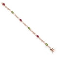 thumbnail image 2 of Gem Stone King 18K Rose Gold Plated Silver Pink Tourmaline and Green Peridot and Round White Lab Grown Diamond Tennis Bracelet for Women (2.96 Cttw, Gemstone Birthstone, Oval 6X4MM, 7.25 inches), 2 of 4