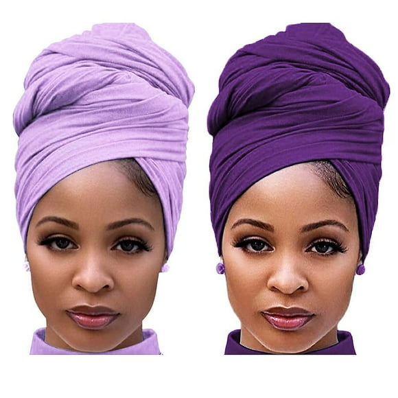 2pcs Head Wraps For Black Women Stretchy Head Scarf African Hair Wraps For Dreads Locs Natural Hair Turban Headwraps Jersey Tie Headbands
