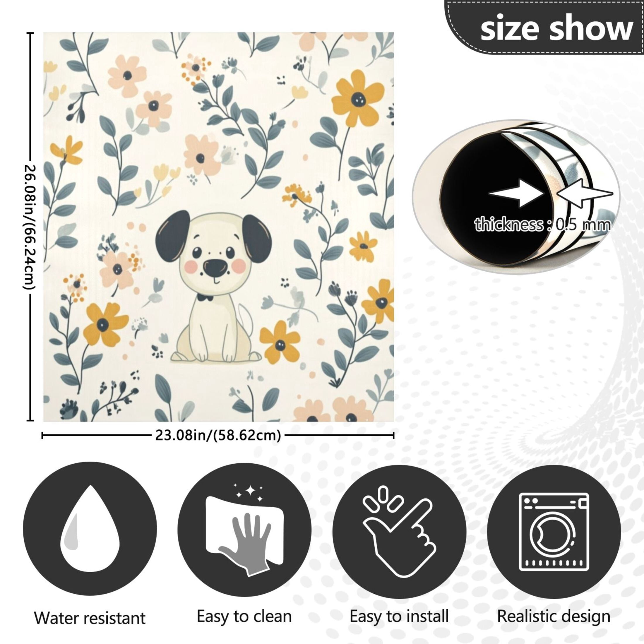 Dishwasher Magnetic Sticker 23x26 Inch Refrigerator Magnetic Sticker Washing Machine Magnetic Sticker Kitchen Panel Magnetic Sticker Home Decor Cartoon Cute White Dog