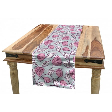 

Leaves Table Runner Rhythmic Pastel Tone Rose Flowers Sketch Leaves Foliage Motifs Illustration Dining Room Kitchen Rectangular Runner 3 Sizes by Ambesonne