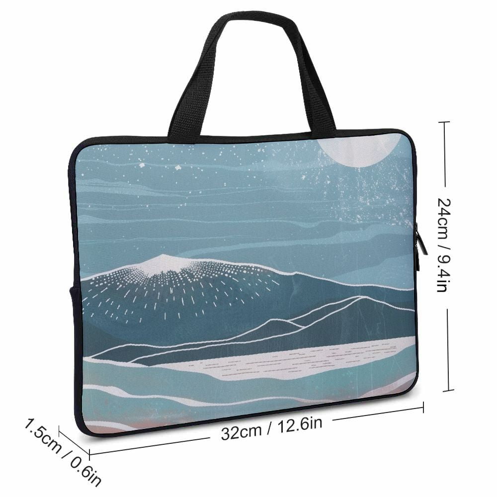 JRXY Moon Beach Ukiyo-e Laptop Bag Diving Fabric Computer Protective Handle Case Soft Carrying Travel Case 12inch