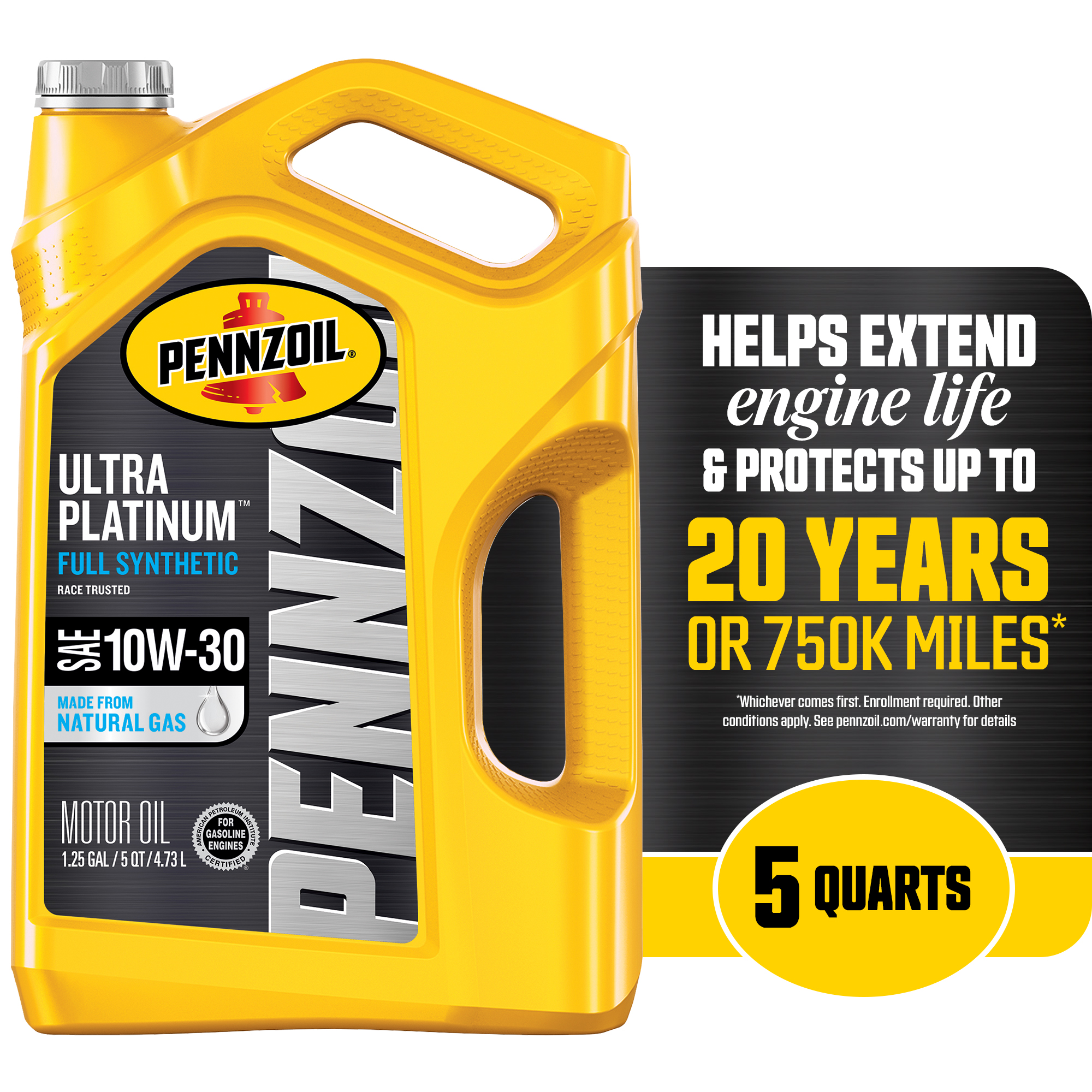 Pennzoil Ultra Platinum 10W-30 Full Synthetic Motor Oil, 5 Quart ...