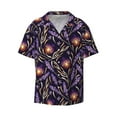thumbnail image 2 of Lsque Lavender Flowers print Men's Cuban Collar Short Sleeve Shirt Summer Beachwear Casual Button Down Fashionable Vacation Leisure Shirt-Small, 2 of 7